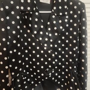Valentino By Berdorf Goodman Black and White Polka Dot Blazer